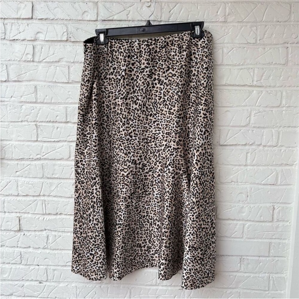 Chico's Women's Size 16 Leopard Print A-Line Satin Midi Skirt Casual Plus Size